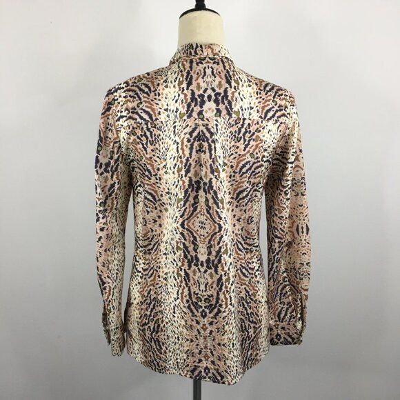 ALL SAINTS Ecru White Print TONI Long Sleeve Arietta Tie Collar Button Shirt - Picture 12 of 13